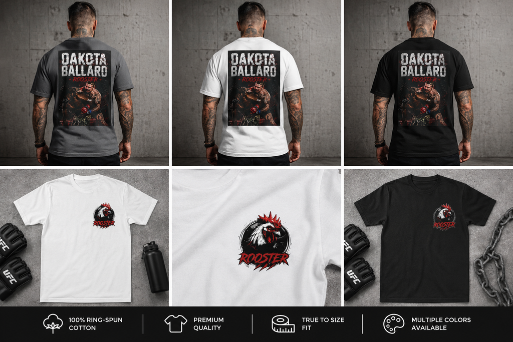 Rooster Graphic T-Shirt — Bold Red Rooster Chest Logo, Farm & Rustic Casual Tee
